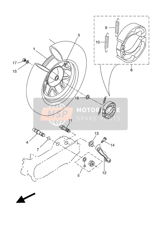 Yamaha CW50N 2016 Rueda trasera para un 2016 Yamaha CW50N